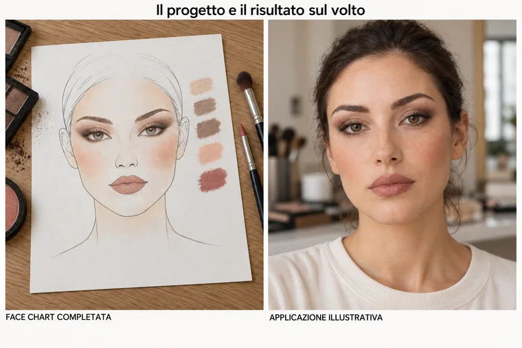 Chart taupe e cacao con guance pesca rosato e labbra rosa antico