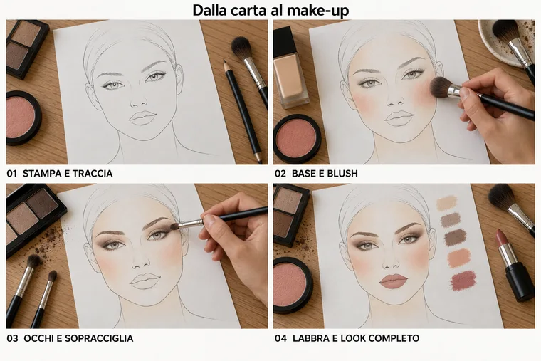 Volto tracciato a matita prima del colore