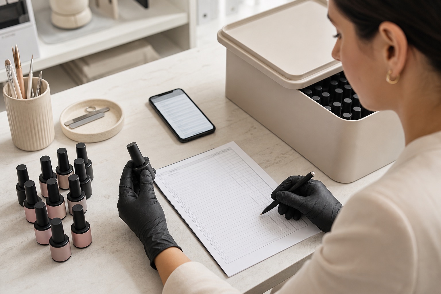 Onicotecnica controlla gel e semipermanenti con inventario, documentazione del fornitore e confezioni separate