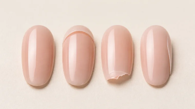 Quattro tip nude: rivestimento integro, sollevato alla base, scheggiato in punta e sollevato sul lato