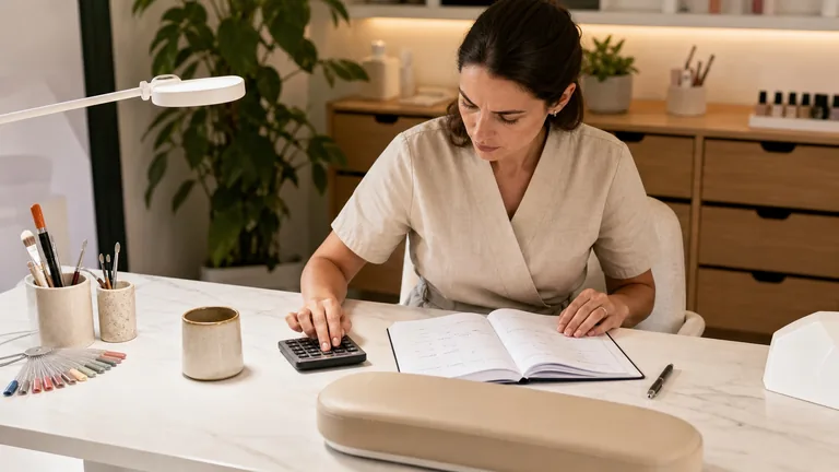 Onicotecnica controlla agenda e calcolatrice alla postazione di lavoro