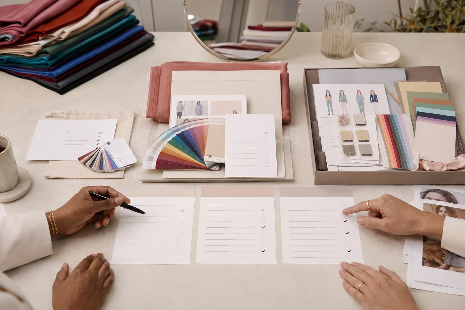 Three personal colour analysis service proposals compared by scope, working time, professional drapes and clearly separated take-home deliverables