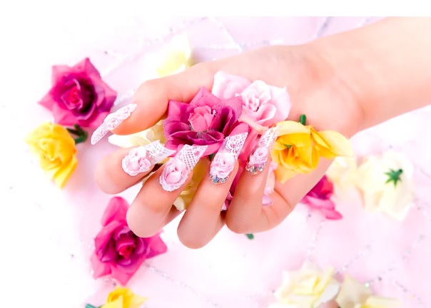 3d nails with flowers