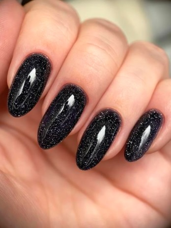 glossy black nails